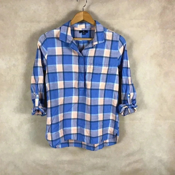 GAP Plaid Pop Over Shirt Size XS - Picture 5 of 7